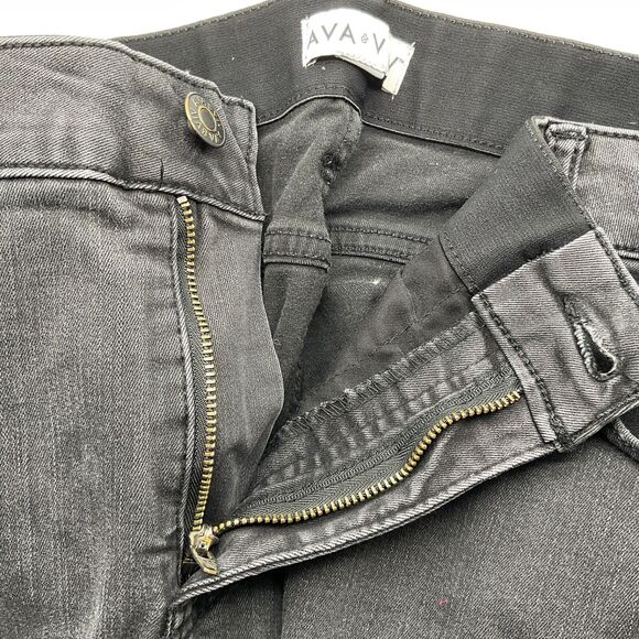 Ava & Viv Women's Mid Rise Skinny Jeans Crop Fringe Hem Size 20 Black - Picture 8 of 12